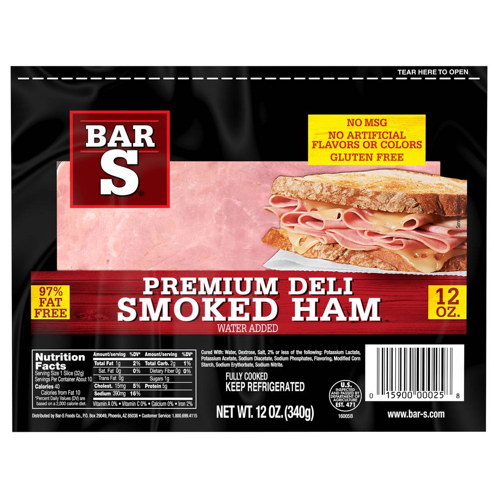 Bar-S Premium Deli Smoked Ham (12 oz)