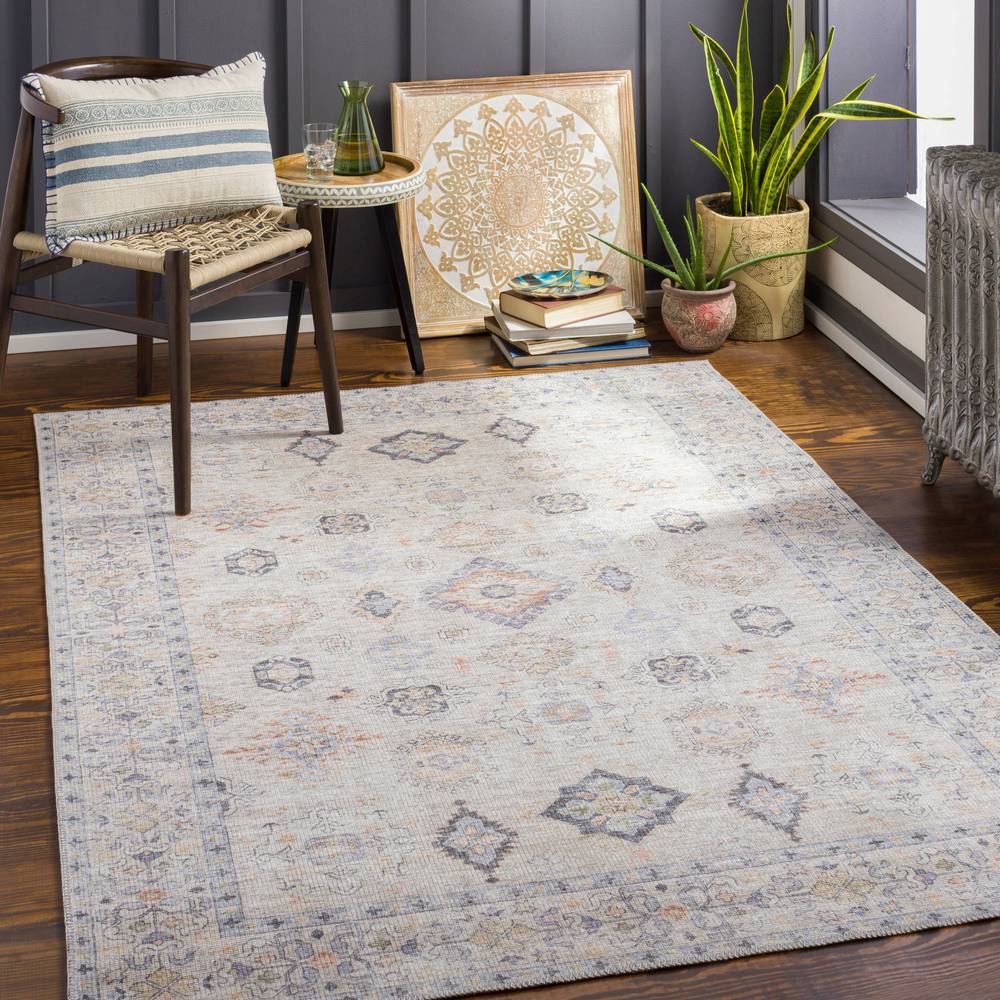 Surya Washable Diamond Border 8 X 10 (ft) Indoor Medallion Area Rug | 359220