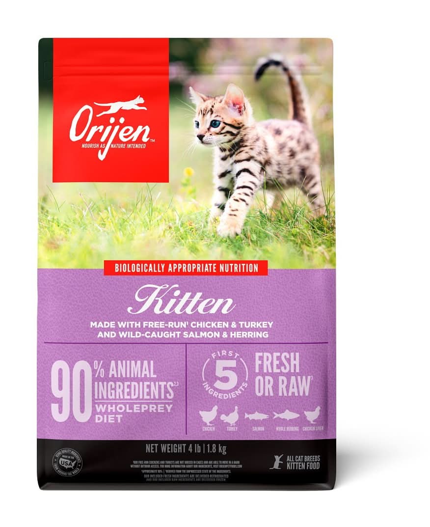 Orijen ALIMENTO NATURAL PARA GATITO RECETA POLLO, PAVO, SALMÓN Y ARENQUE, 1.8 KG