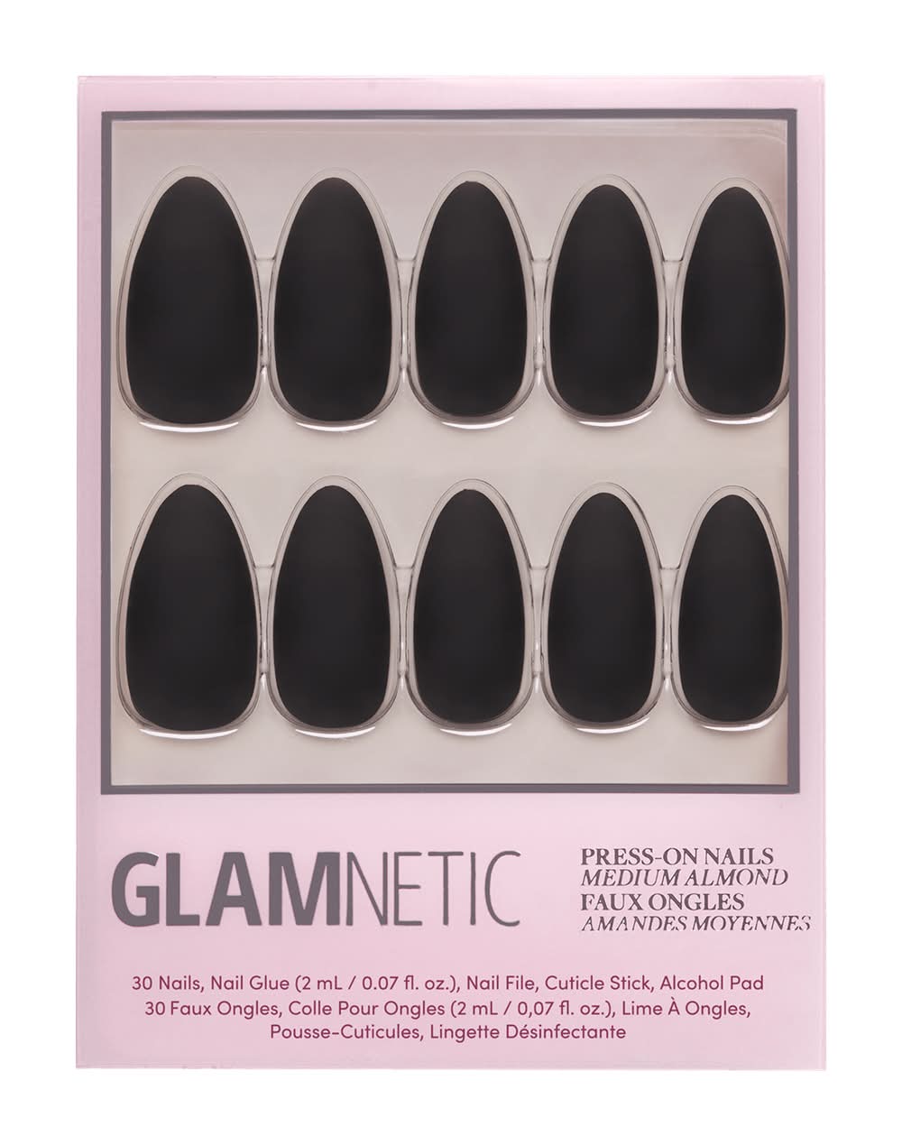 Glamnetic Almond Press-On Nails, M, Red Bottom (0.07 fl oz, 30 ct)