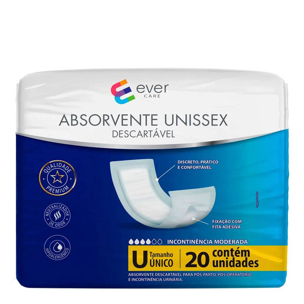 Ever Care · Absorvente unissex descartável - Tam Único (20 un)