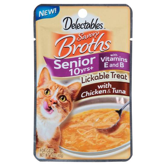 Delectables Savory Broths Senior 10 Yrs+ Chicken & Tuna Lickable Treat For Cats