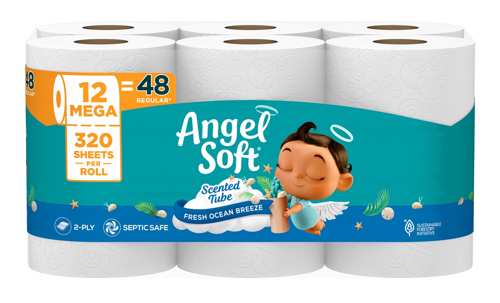 Angel Soft Toilet Paper With Fresh Ocean Breeze Scented Tube Bathroom Tissue