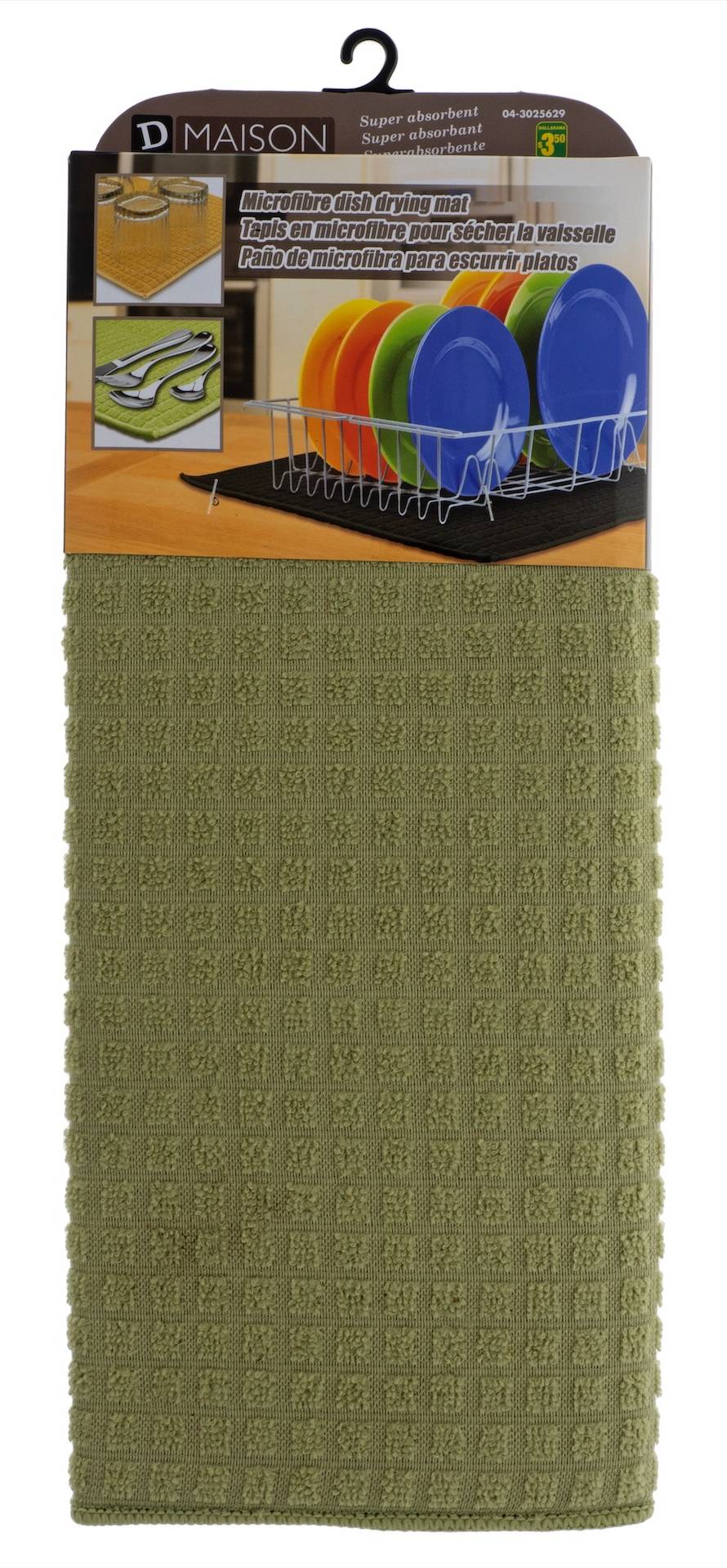 D MAISON Microfibre Dish Drying Mat, Green