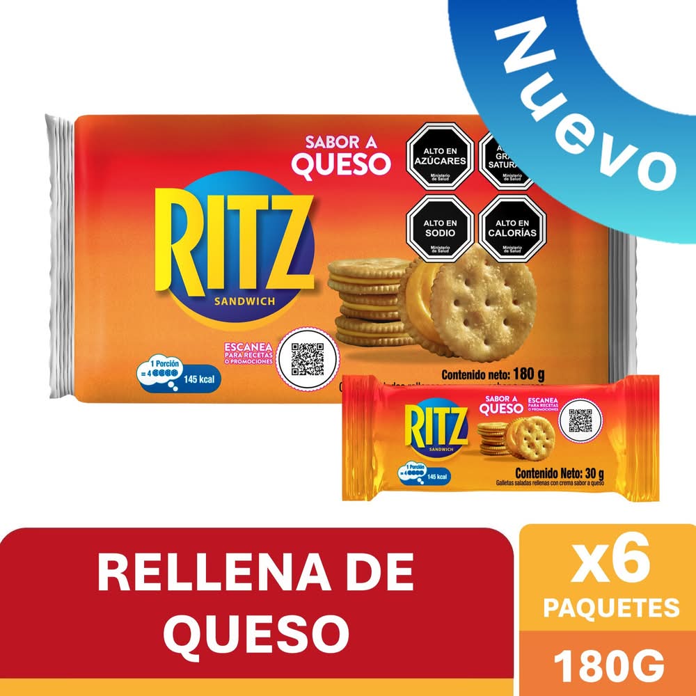 Ritz · Galletas saladas rellenas - Queso (6 un)