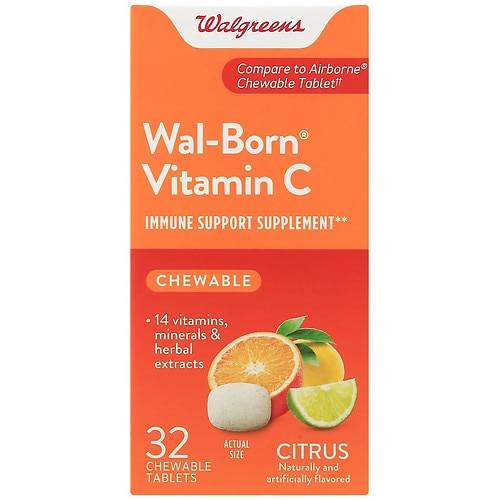 Wal-Born Vitamin C Immune Support Chewable Tablets, 1000 mg - 32.0 ea