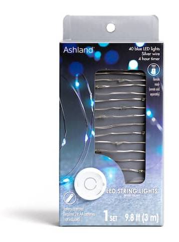 Ashland Wire Led String Lights, 117.6 in, Blue-Silver (40 ct)
