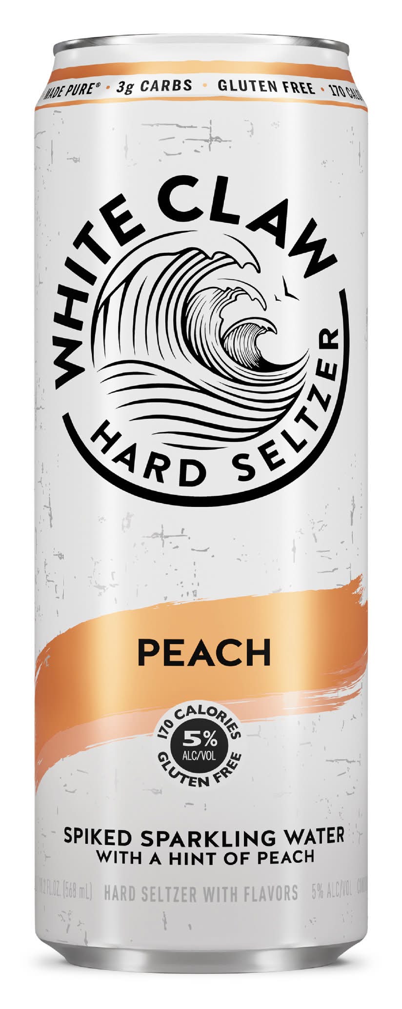 White Claw Spiked Sparkling Water Hard Seltzer, Peach (19.2 fl oz)