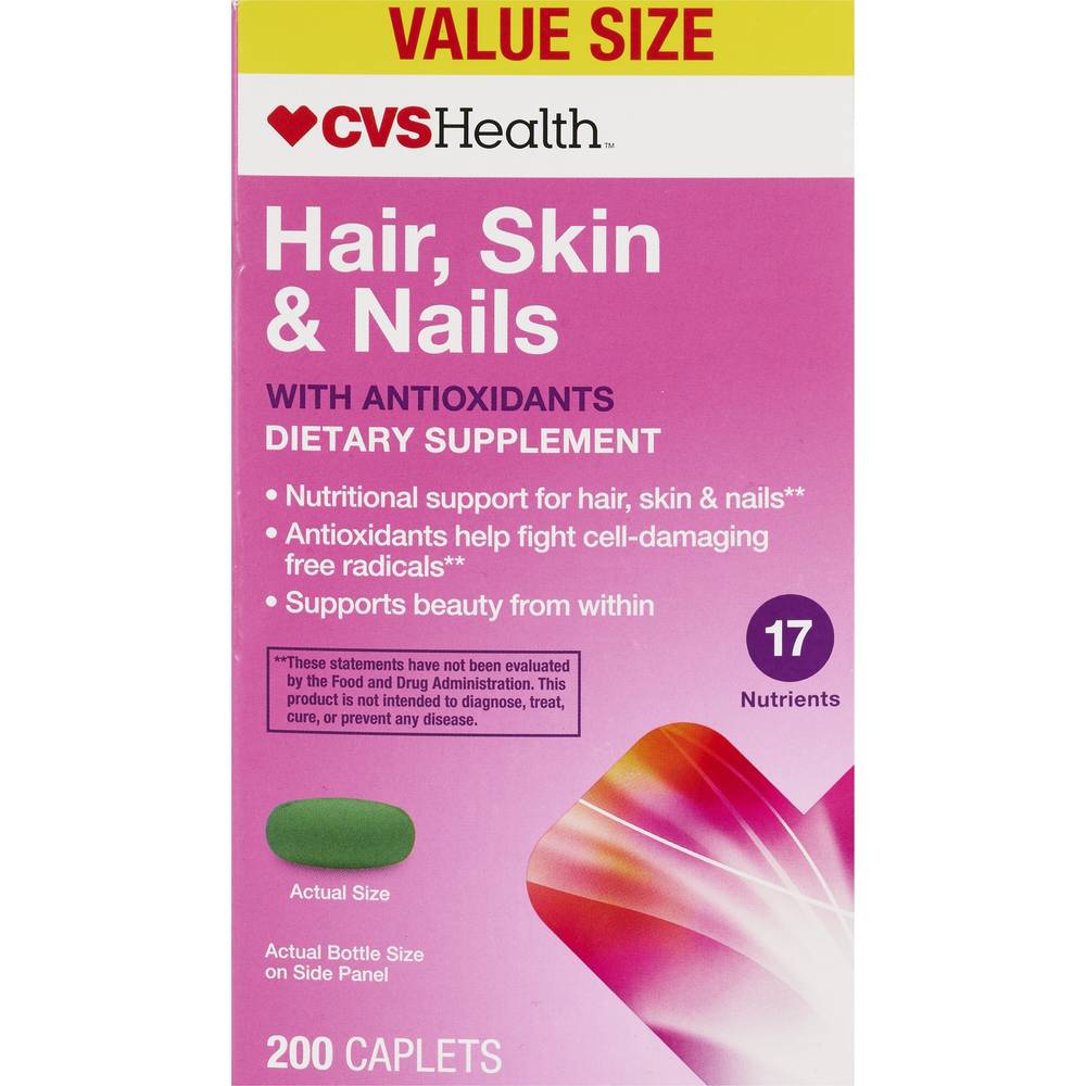 CVS Health Hair, Skin and Nails with Antioxidants Tablets, 200 CT