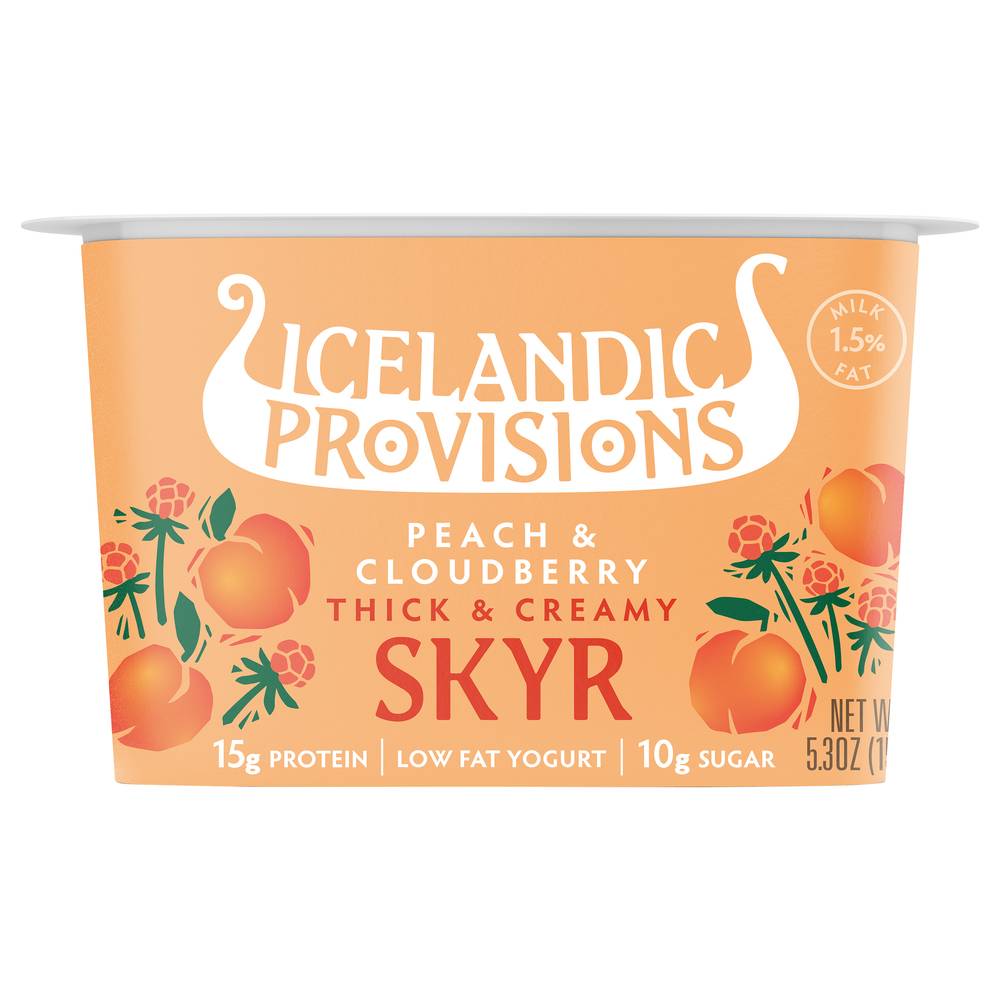 Icelandic Provisions Thick & Creamy Low Fat Yogurt Skyr, Peach & Cloudberry (5.3 oz)