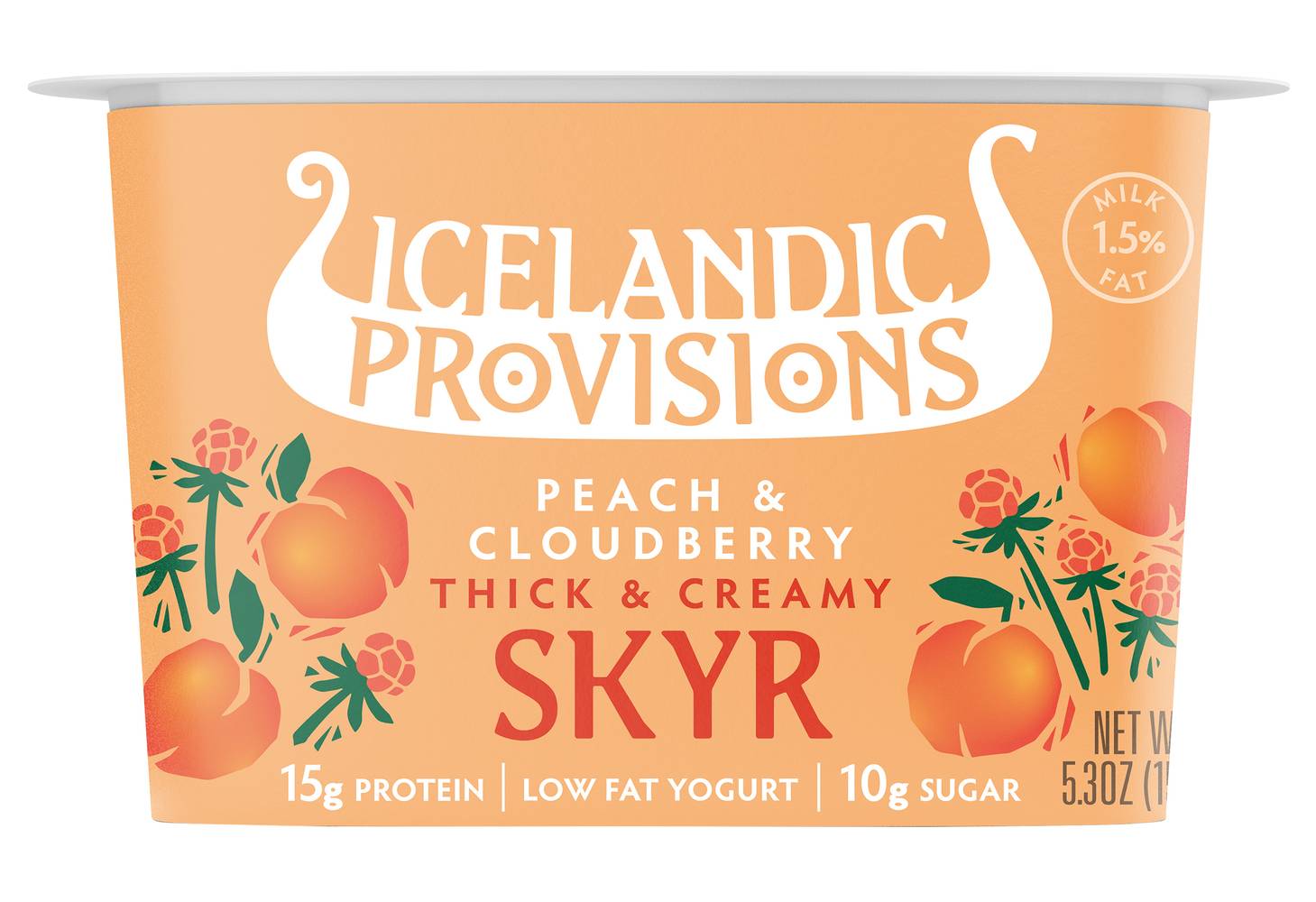 Icelandic Provisions Thick & Creamy Low Fat Yogurt Skyr, Peach & Cloudberry (5.3 oz)