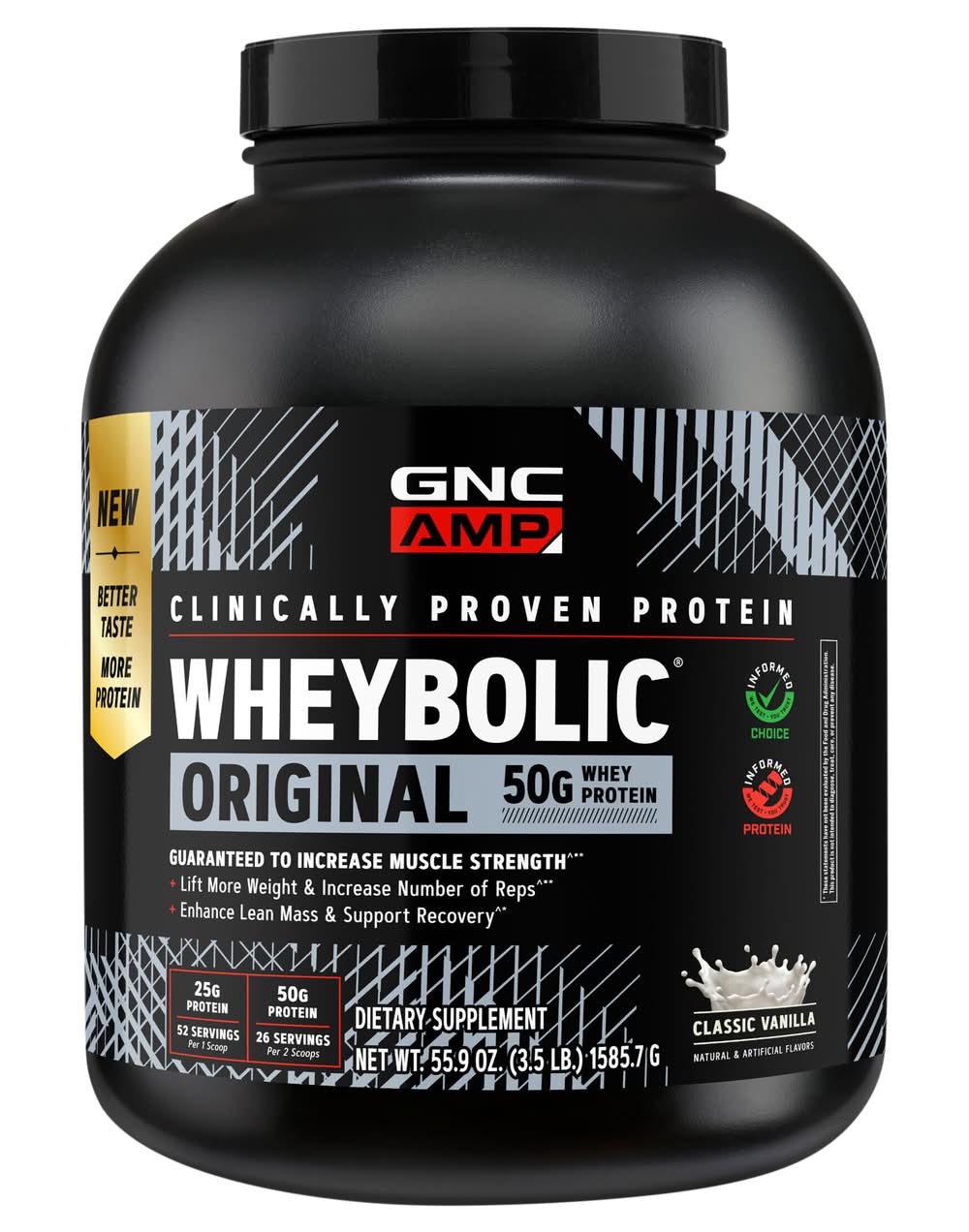 GNC Wheybolic Original Whey Protein, Classic Vanilla (55.9 oz)