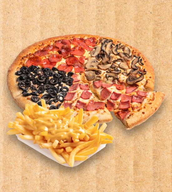 Pizza Mediana Premium + Papa Salsa queso