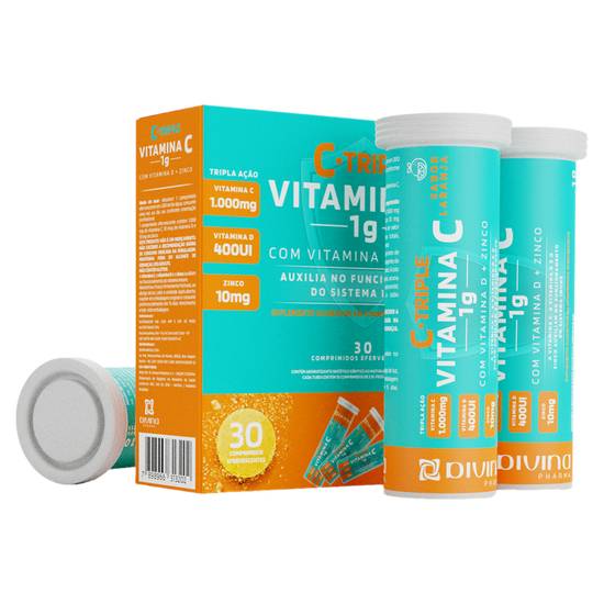 Divina suplemento alimentar triple vitamina c + vitamina d + zinco (30 comprimidos)