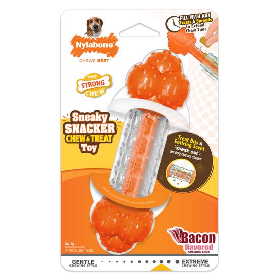 Nylabone Sneaky Snacker Dog Treat Toy (medium/wolf/bacon)