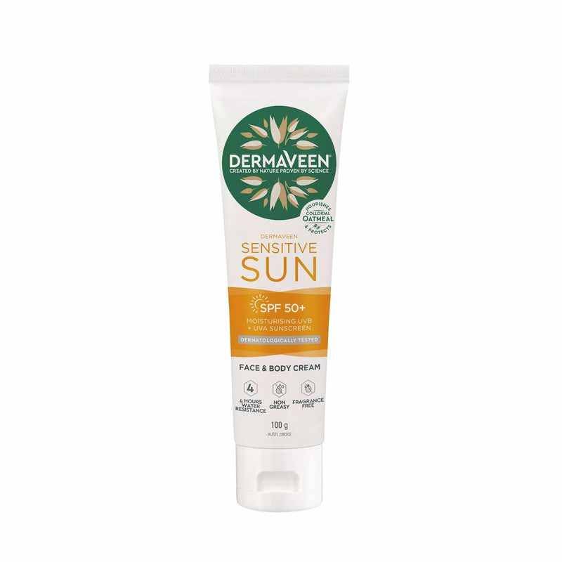 DermaVeen Sensitive Sun SPF50+ Moisturising Face & Body Sunscreen 100g