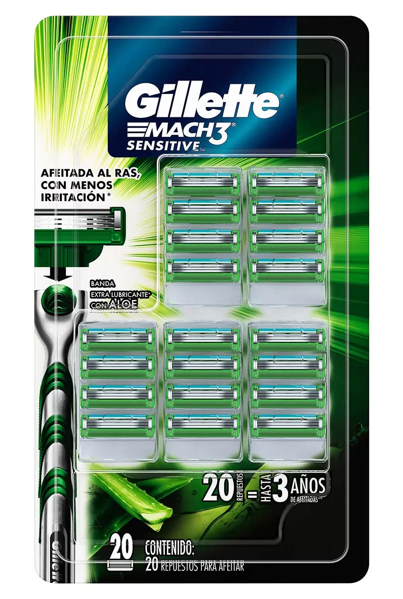 Gillette · Match3 sensitive rastrillos de repuesto para afeitar (20 un)