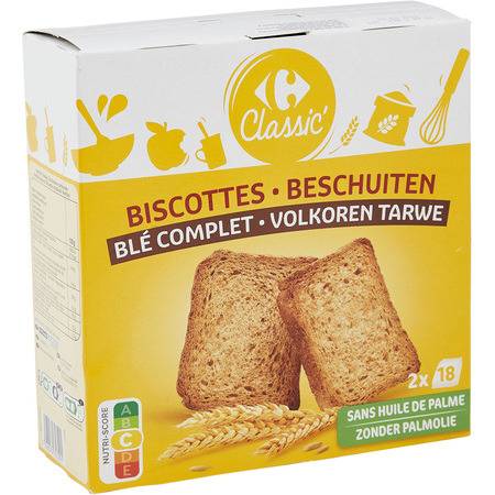 Biscottes blé complet Carrefour Classic' - le paquet de 300g