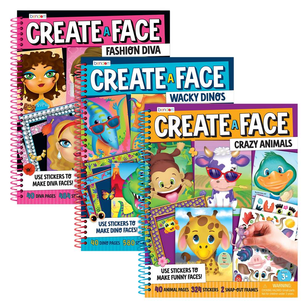 Spiral Bound Create A Face Books. Assorted Titles