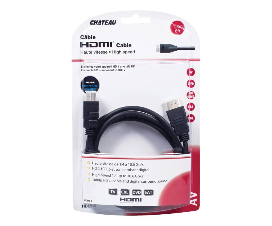 Château câble hdmi (1 unité, noir) - hdmi cable (1 unit, black)