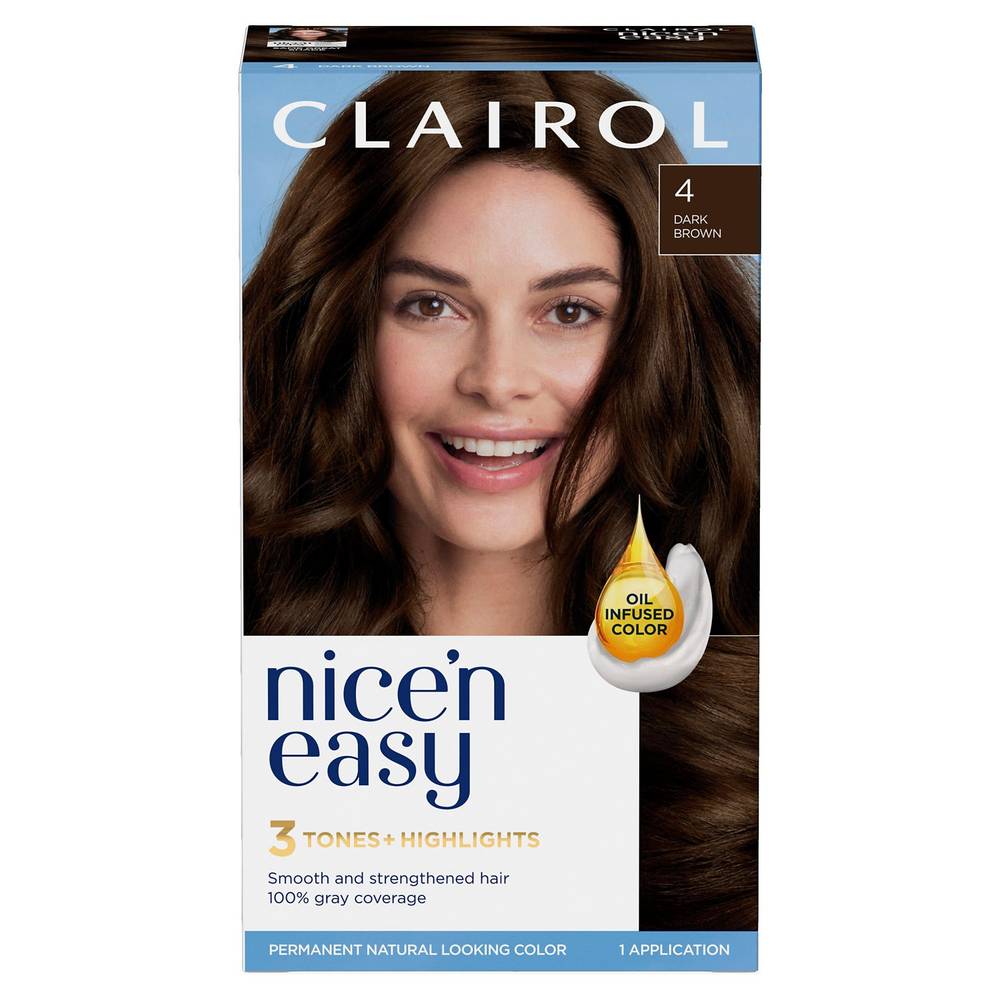 Clairol Nice'N Easy Permanent Hair Color, 4 Dark Brown