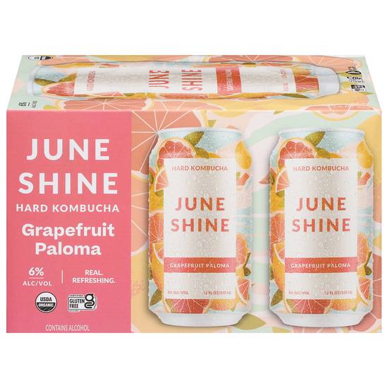 Juneshine Grapefruit Paloma Hard Kombucha (6 ct, 12 fl oz)