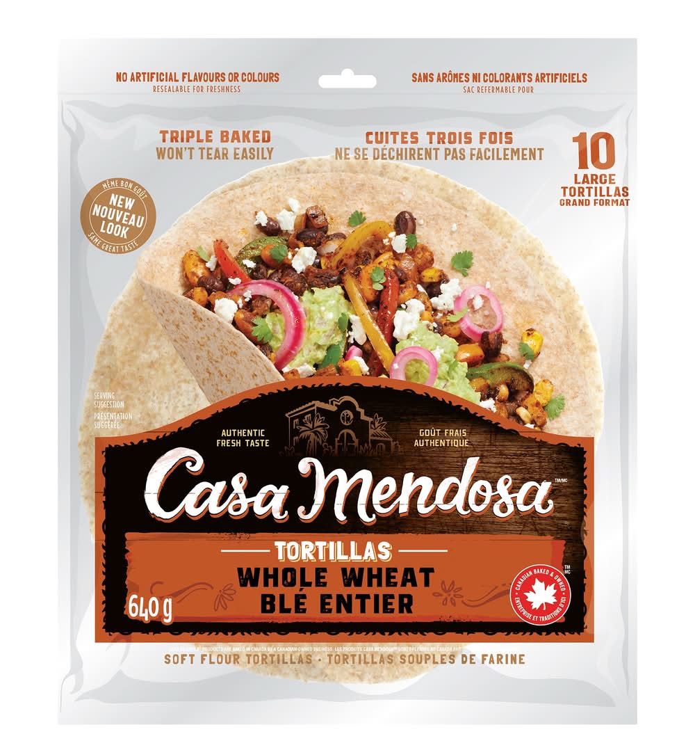 Casa Mendosa Triple Baked Whole Wheat Tortillas, Large (640 g, 10 ct)