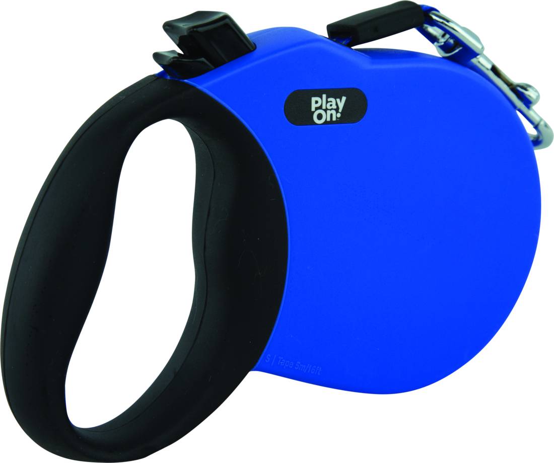 Play On Retractable Dog Leash, 16 ft, Blue