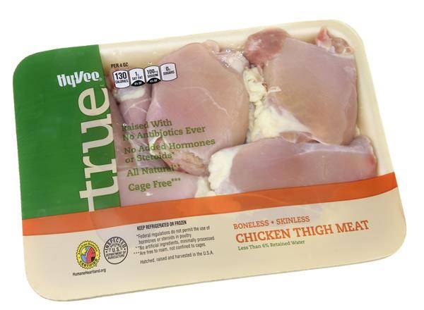 Hy-Vee True All Natural Cage Free Boneless Skinless Chicken Thigh Meat