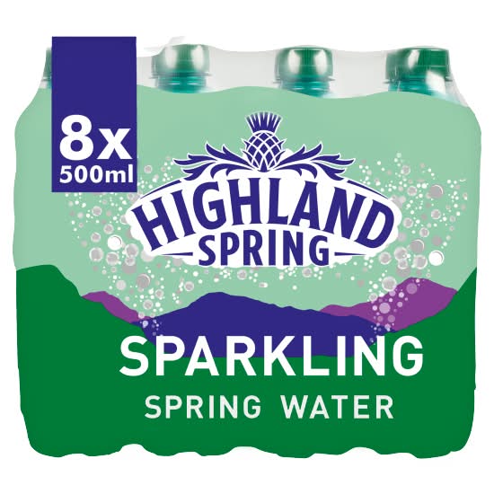 Highland Spring Sparkling Carbonated Water (8 x 500ml)