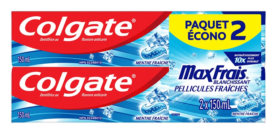 Colgate maxfrais dentifrice blanchissant au menthe fraîche (2 unités) - colgate max fresh whitening fluoride gel toothpaste, cool mint (300 g, 2 ct)