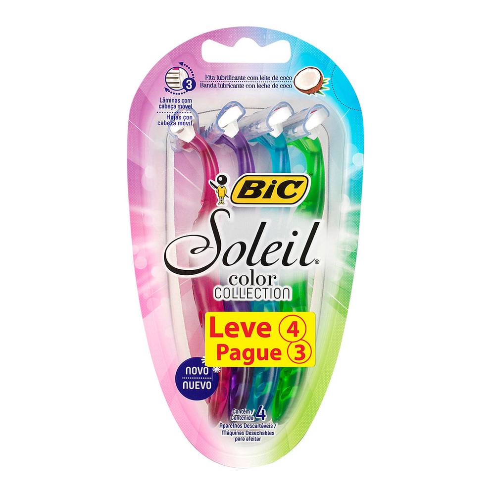 Bic aparelho de depilação soleil color colection (3 unidades)