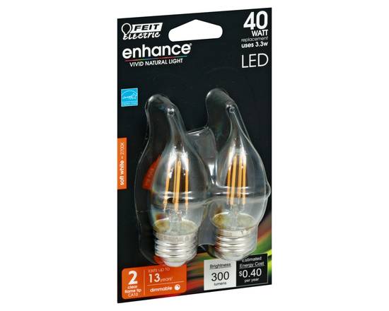 Feit Electric · 40w Enhance LED Soft White Flame Tip Bulbs (2 bulbs)