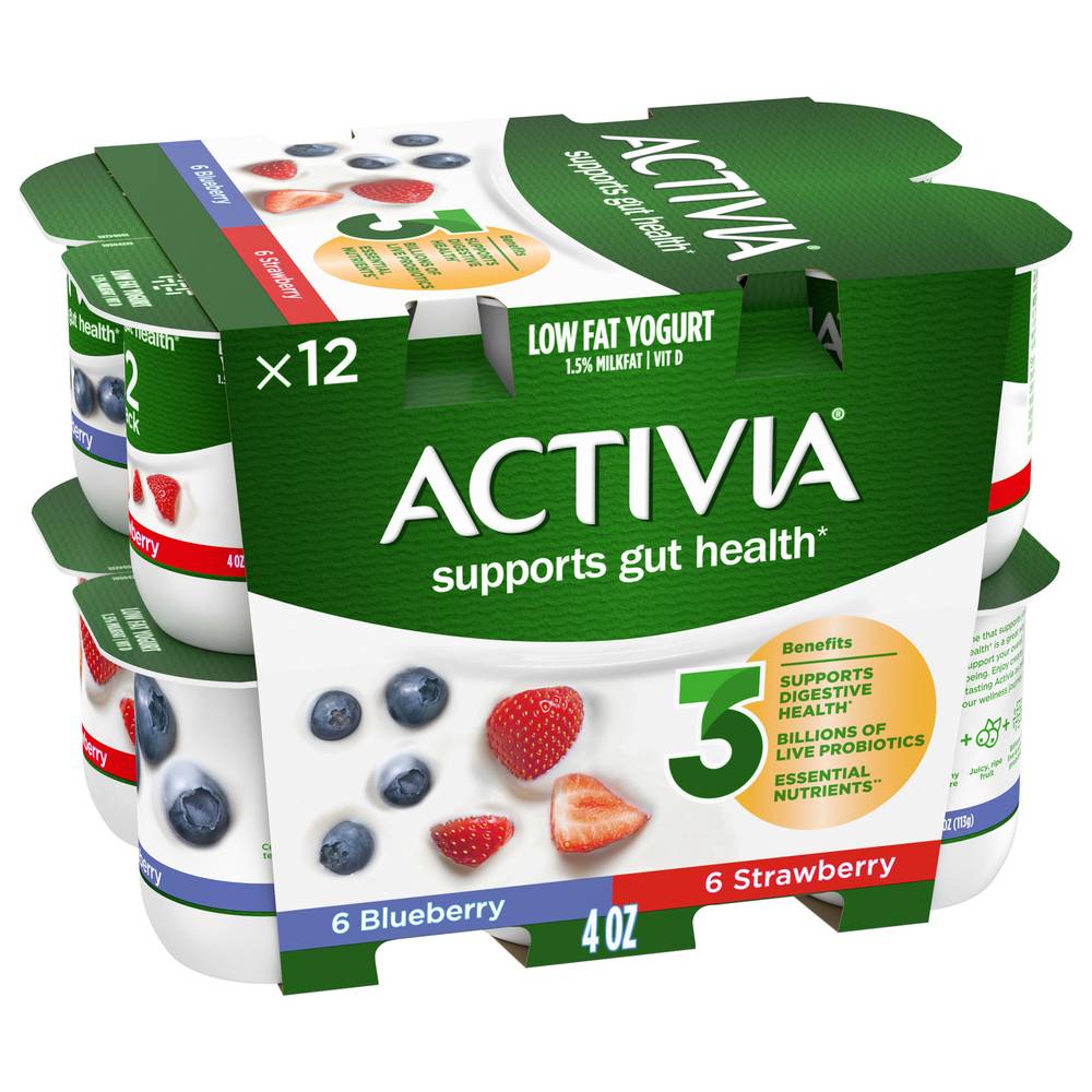 Activia Probiotic Strawberry & Blueberry Yogurt (12 ct)