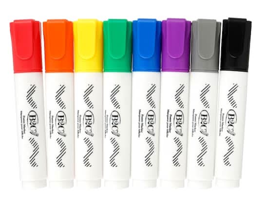 B2C Primary Poster Chisel Tip Markers, Multicolor (8 ct)
