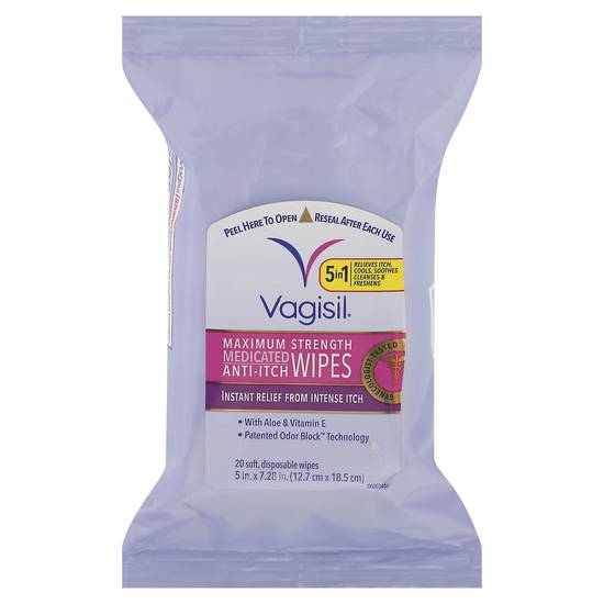 Vagisil Maximum Strength Medicated Anti-Itch Wipes (20 ct)