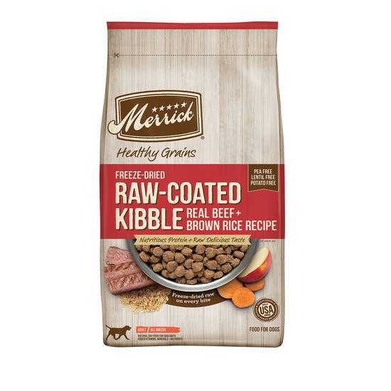 Merrick Healthy Grains Raw Coated Dry Dog Food (beef-brown rice)