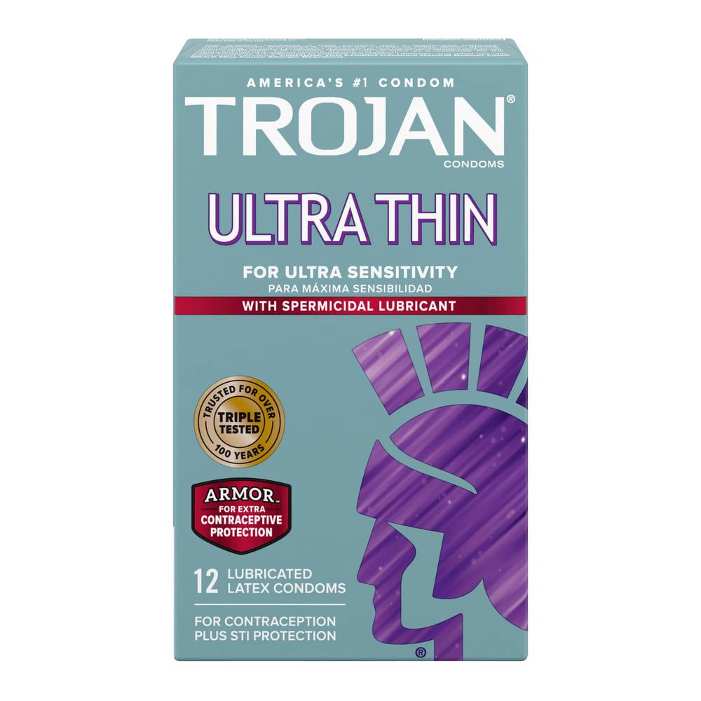 Trojan Ultra Thin With Spermicidal Lubricant Latex Condoms