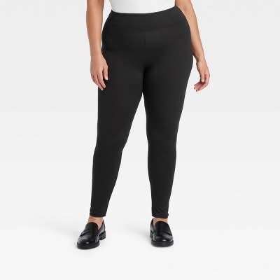 A New Day Supersoft Leggings With Wide Waistband, Women, 1X, Black
