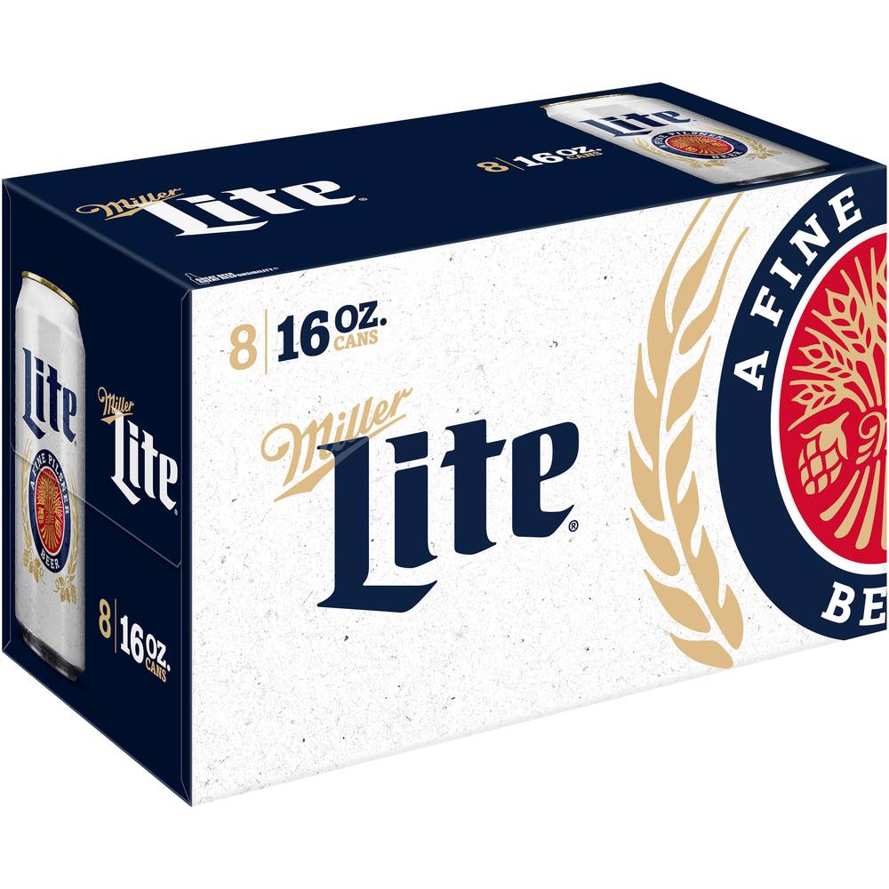 Miller Lite American Pilsner Light Beer (8 x 16 oz)