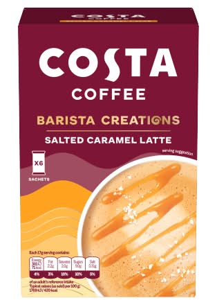 Costa Salted Caramel Latte, Barista Creations Instant Coffee (6 pack)