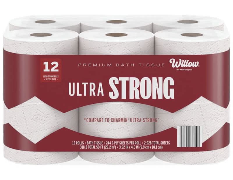 Willow Ultra Premium Strong Bath Tissue Rolls, 3.92x4 in (12 ct)