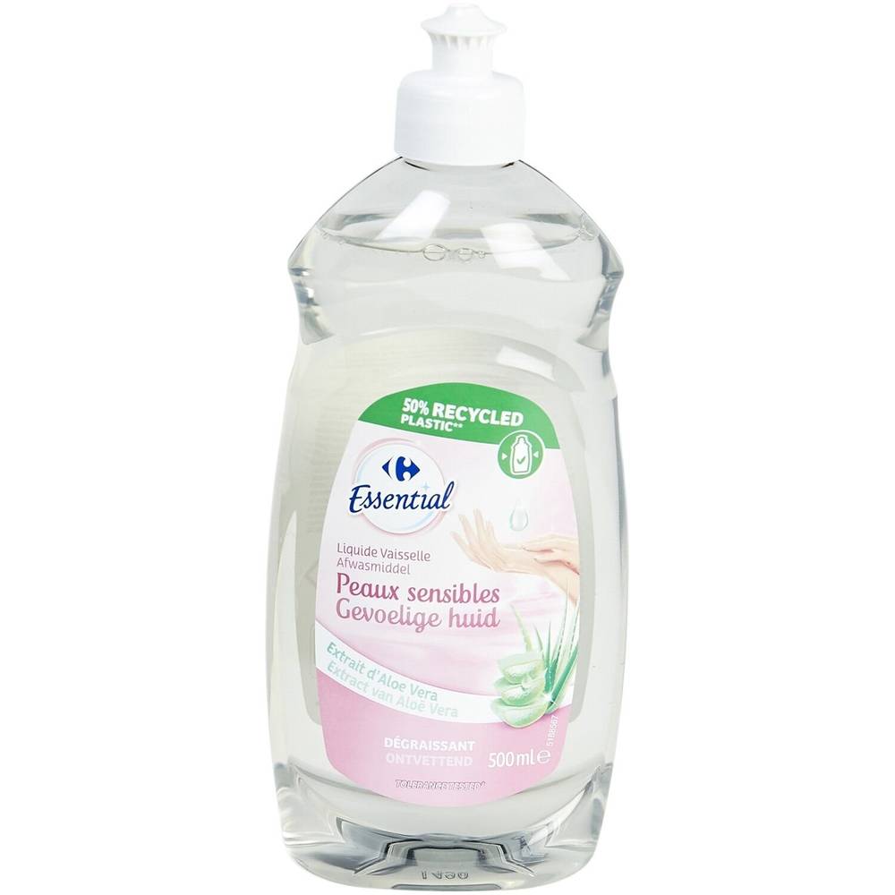 Liquide vaisselle peaux sensibles CARREFOUR ESSENTIAL - le flacon de 500mL