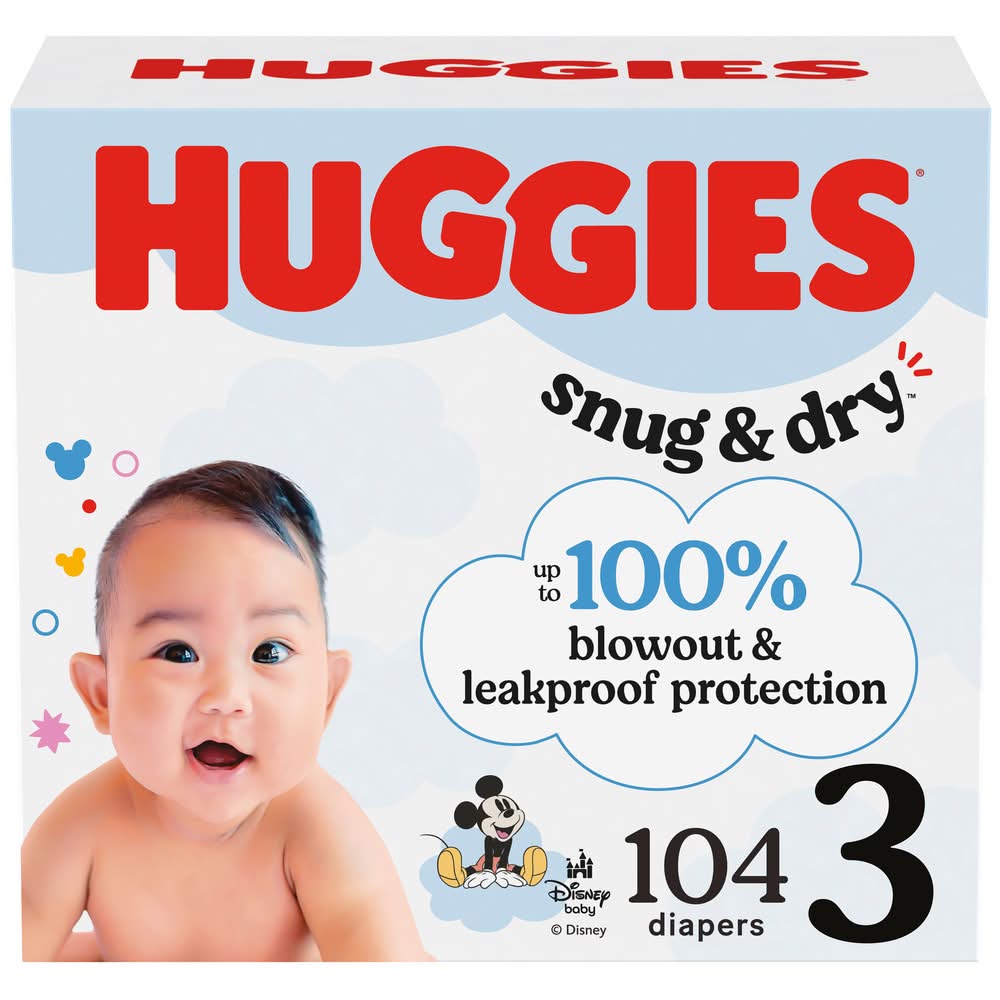 Huggies Snug & Dry Baby Diapers, Size 3 (104 ct)