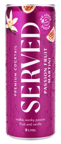 Served Passion Fruit Martini & Vanilla, Premium Cocktail (250ml)