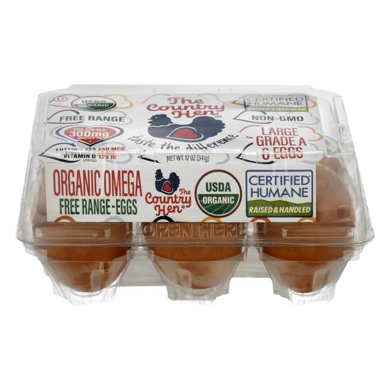 The Country Hen Organic Omega Large Free Range Eggs (6 ct)