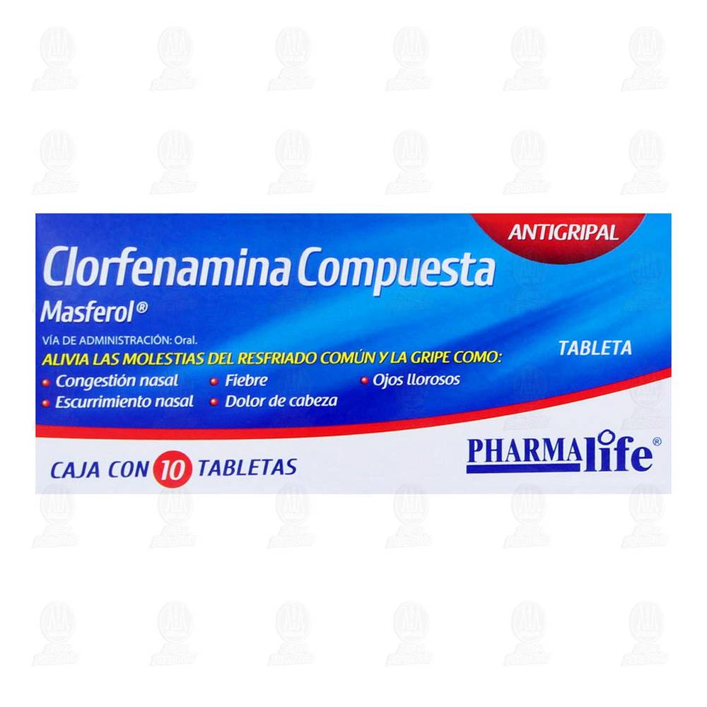 Pharmalife clorfenamina compuesta masferol tabletas (10 un)