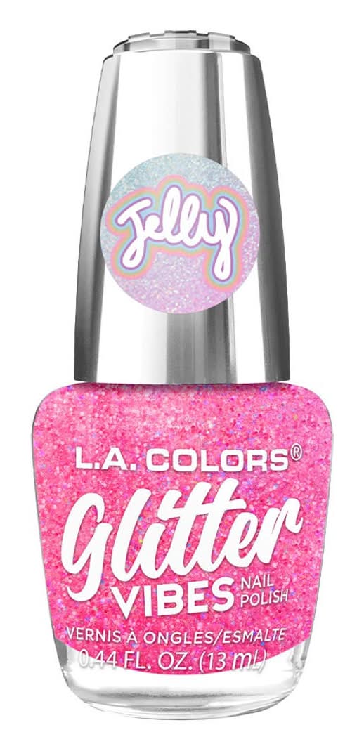 L.A. Colors Jelly Glitter Vibes Liquid Nail Polish, Glam (0.44 fl oz)