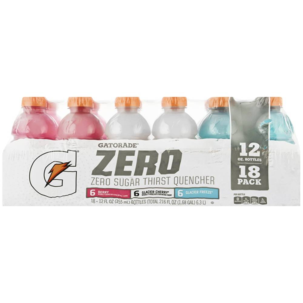 Gatorade Zero Sugar Thirst Quencher Variety pack Sports Drink, Berry-Glacier Cherry-Glacier Freeze (18 x 12 fl oz)