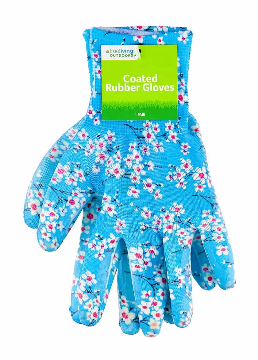 TrueLiving Outdoors Coated Rubber Garden Gloves, Multi-Color
